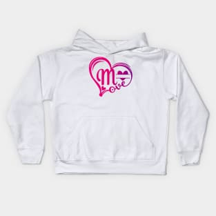 letter m monogram in the shape of love Kids Hoodie